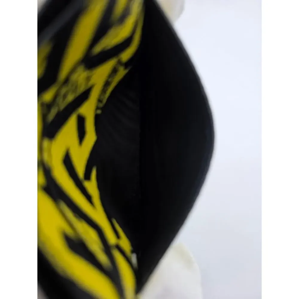 Versace La Greca Card Holder Yellow Black Leather Card Case w Box Dust Bag